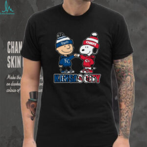 Charlie Brown and Snoopy x Kansas City Royals and Kansas City Chiefs logo shirt