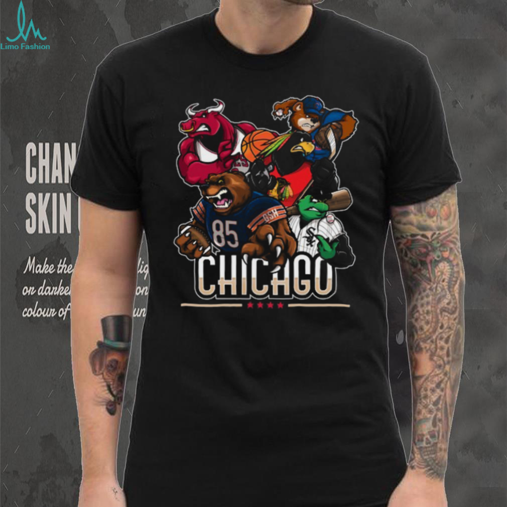 Chicago Sports Mascots Unite T Shirt Recovered Chicago Sports Mascots Unite T Shirt Recovered