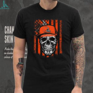 Cleveland Browns Skull Distressed Flag T Shirt