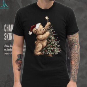 Cute Vintage Christmas Tree and Teddy Bear Santa Holiday T Shirt