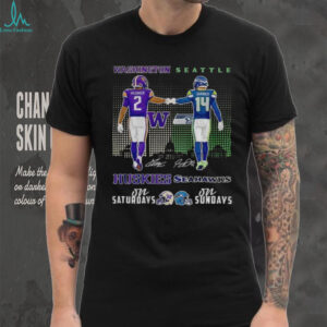 Demond Williams Jr. Washington Huskies vs Sam Darnold Seattle Seahawks on Saturday on Sundays signatures shirt