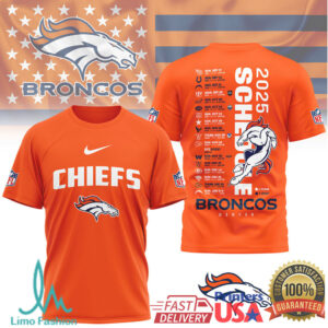 Denver Broncos Official NFL 2025 Schedule 3D Shirt