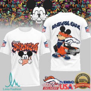 Denver Broncos Official NFL Gangsta Mickey 3D Shirt
