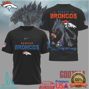 Denver Broncos Official NFL Godzilla Football Shirt Denver Broncos Official NFL Godzilla Football Shirt