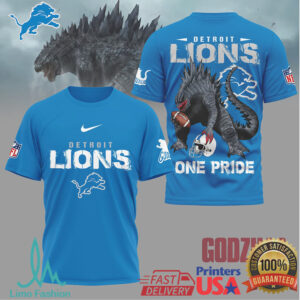 Detroit Lions Official NFL Godzilla Football Shirt