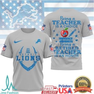 Detroit Lions Official NFL Teacher Honor 3D Shirt Detroit Lions Official NFL Teacher Honor 3D Shirt