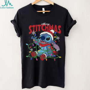 Disney Lilo & Stitch Merry Stitchmas Messy Christmas Lights T Shirt