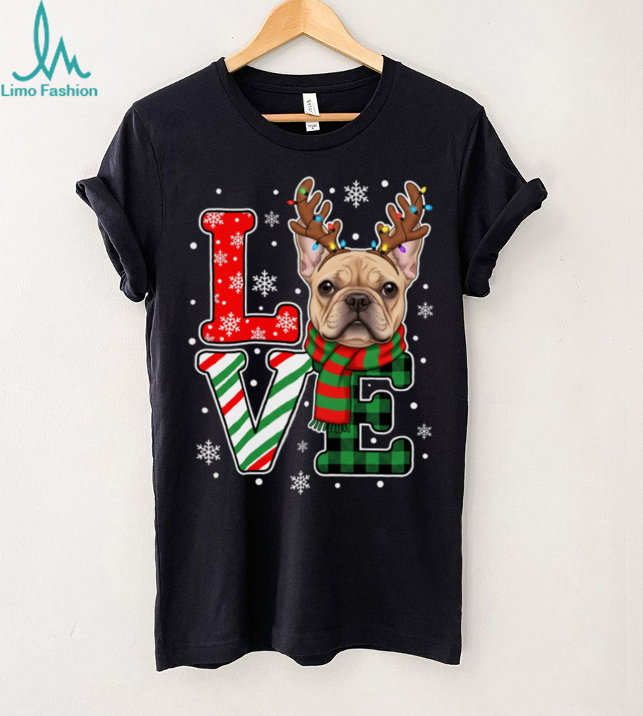 Dog Christmas LOVE French Bulldog Reindeer Holiday Shirt Dog Christmas LOVE French Bulldog Reindeer Holiday Shirt