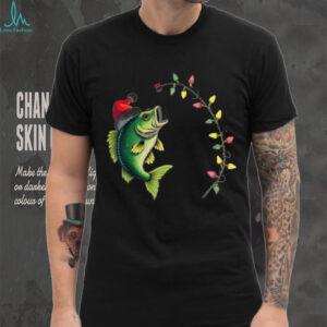 Funny Bass Fishing Santa Hat Christmas Pajama Fishermen Fish T Shirt