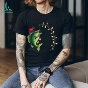 Funny Bass Fishing Santa Hat Christmas Pajama Fishermen Fish T Shirt