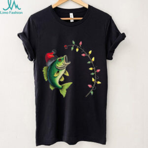 Funny Bass Fishing Santa Hat Christmas Pajama Fishermen Fish T Shirt