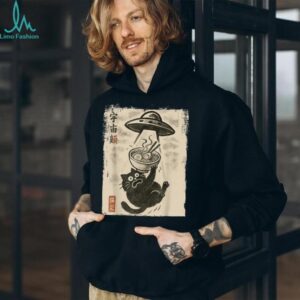 Funny Cat Ramen UFO Japanese Anime Kawaii Men Boys Girls T Shirt