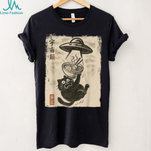 Funny Cat Ramen UFO Japanese Anime Kawaii Men Boys Girls T Shirt