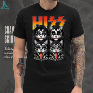 Funny Hiss Cats Band Parody 70s Music Lover Cat Face Graphic T Shirt