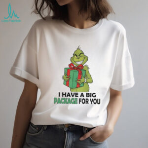 Grinch Santa holding gift I have a big package for you Christmas shirt
