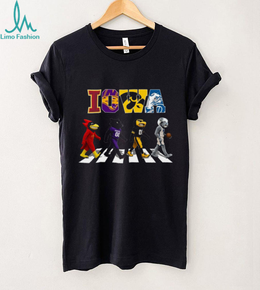 Iowa College Mascots Abbey Road Parody T Shirt. Iowa College Mascots Abbey Road Parody T Shirt.