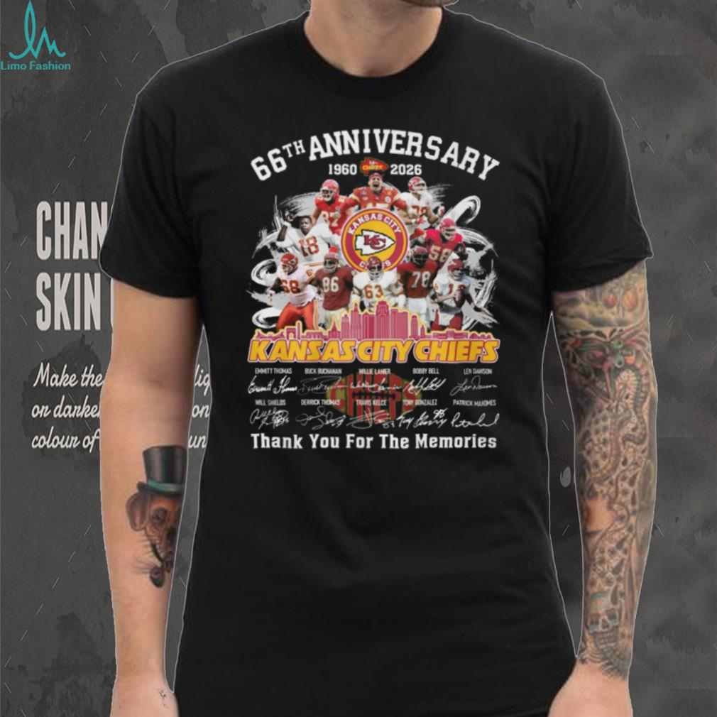 Kansas City Chiefs 66th Anniversary 1960 2026 Thank You for the Memories Signatures T shirt Kansas City Chiefs 66th Anniversary 1960 2026 Thank You for the Memories Signatures T shirt