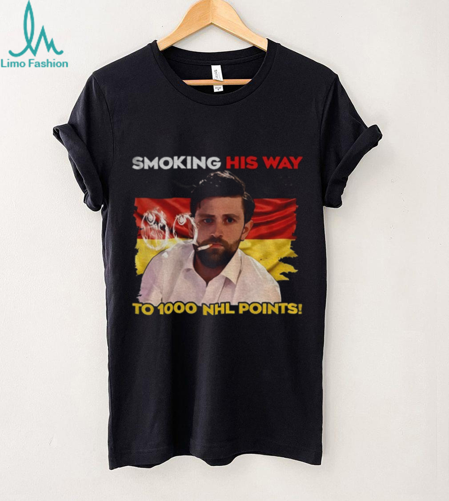 Leon Draisaitl smoking his way to 1000 points funny meme shirt Leon Draisaitl smoking his way to 1000 points funny meme shirt
