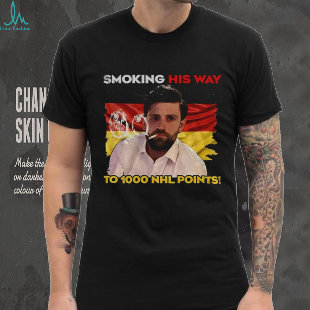 Leon Draisaitl smoking his way to 1000 points funny meme shirt Leon Draisaitl smoking his way to 1000 points funny meme shirt