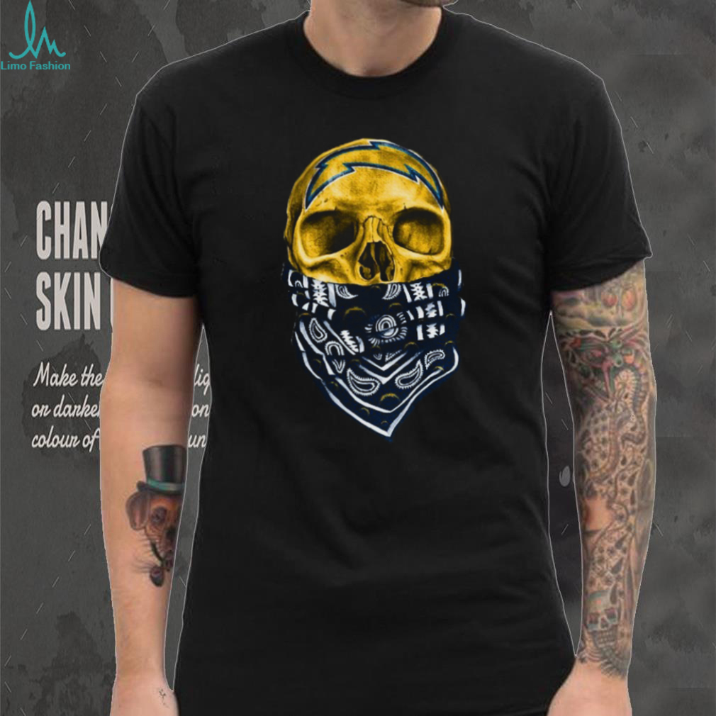 Los Angeles Chargers Skull and Bandana T Shirt Los Angeles Chargers Skull and Bandana T Shirt