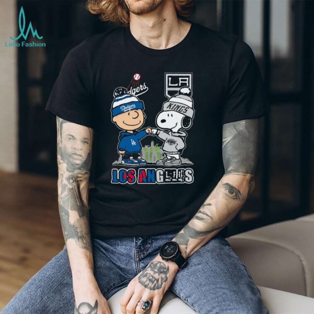 Los Angeles Dodgers & Kings Peanuts Charlie Brown & Snoopy Skyline T Shirt Los Angeles Dodgers & Kings Peanuts Charlie Brown & Snoopy Skyline T Shirt