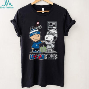 Los Angeles Dodgers & Kings Peanuts Charlie Brown & Snoopy Skyline T Shirt