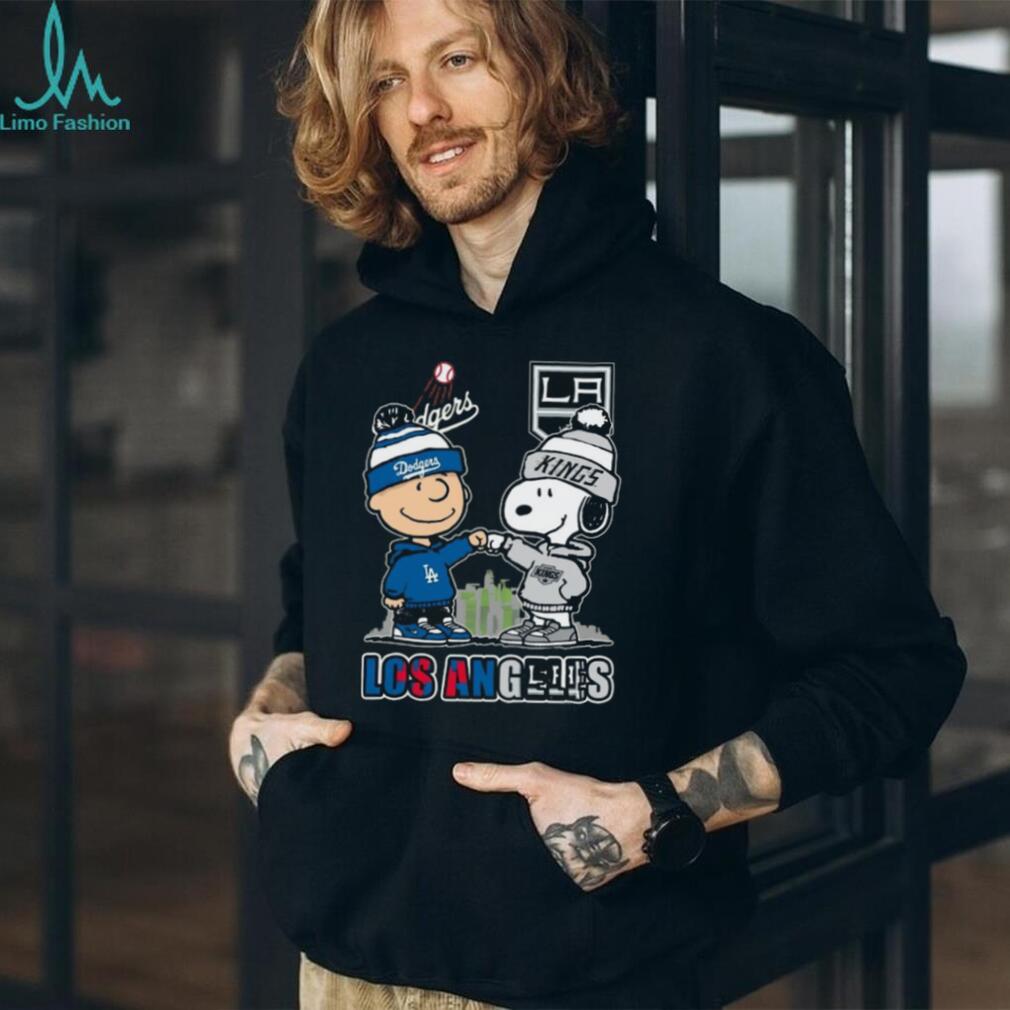Los Angeles Dodgers & Kings Peanuts Charlie Brown & Snoopy Skyline T Shirt Los Angeles Dodgers & Kings Peanuts Charlie Brown & Snoopy Skyline T Shirt
