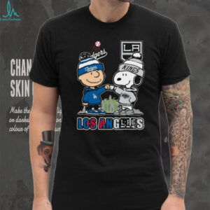 Los Angeles Dodgers & Kings Peanuts Charlie Brown & Snoopy Skyline T Shirt