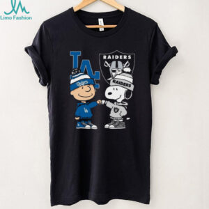 Los Angeles Dodgers and Oakland Raiders Charlie Brown and Snoopy Los Angeles fan Shirt