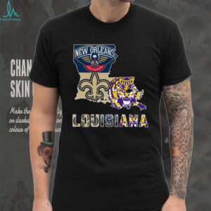 Louisiana Pride New Orleans Pelicans & LSU Tigers Mashup T Shirt Louisiana Pride New Orleans Pelicans & LSU Tigers Mashup T Shirt