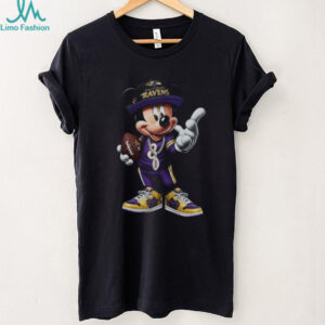 Men's Junk Food Black Baltimore Ravens Disney Mickey Huddle T Shirt