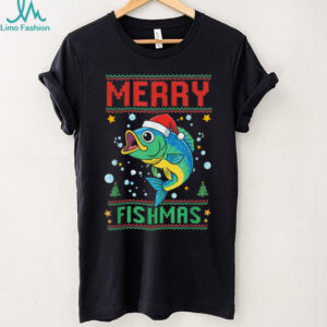 Merry Fishmas Bass Fish Fishing Christmas T Shirt