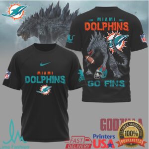 Miami Dolphins Official NFL Godzilla Football Shirt