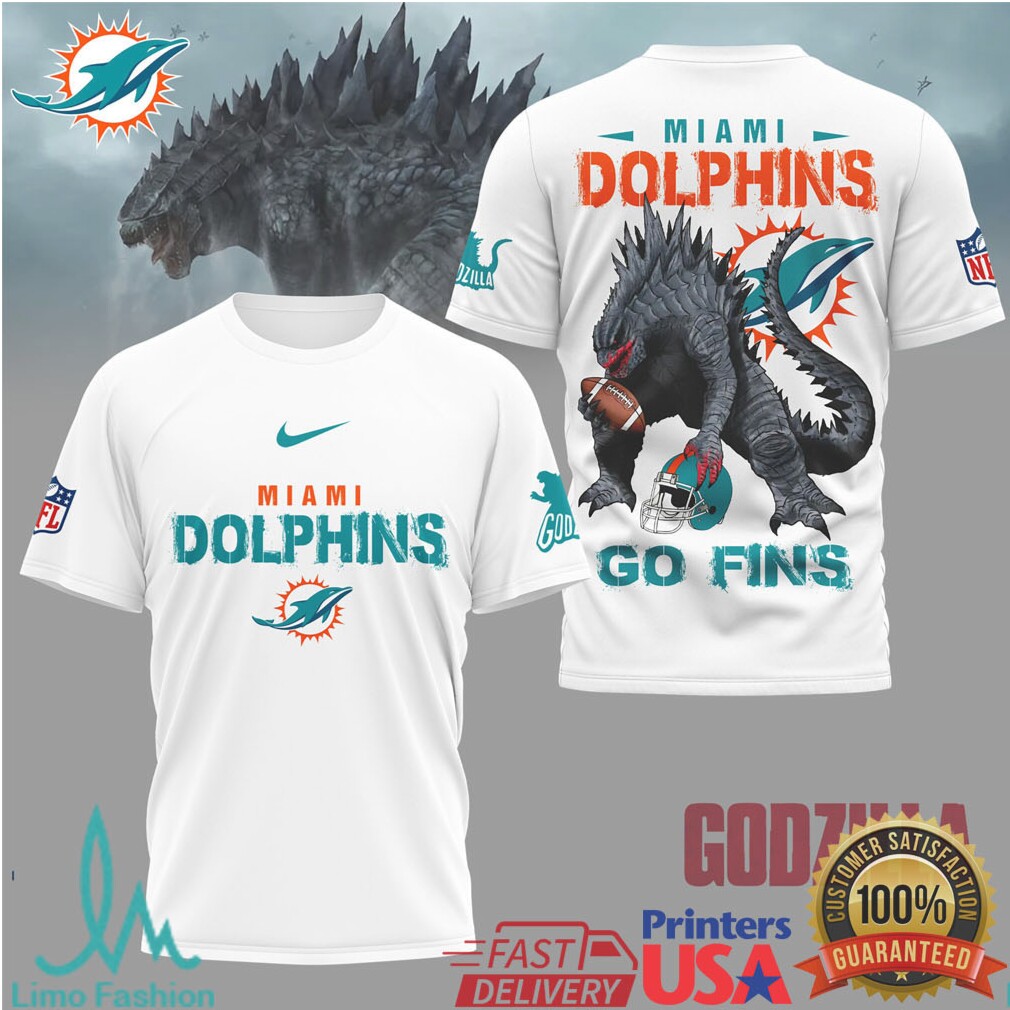 Miami Dolphins Official NFL Godzilla Football Shirt Miami Dolphins Official NFL Godzilla Football Shirt