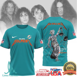 Miami Dolphins Official NFL Metallica 3D Shirt Miami Dolphins Official NFL Metallica 3D Shirt
