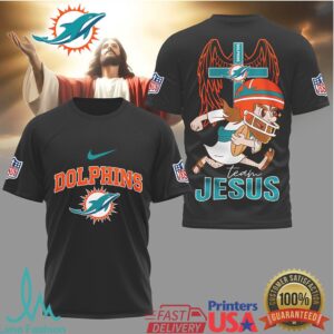 Miami Dolphins Official NFL Team Jesus 3D Shirt Miami Dolphins Official NFL Team Jesus 3D Shirt