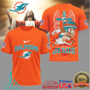 Miami Dolphins Official NFL Team Jesus 3D Shirt