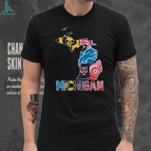 Michigan Sports Teams Map T Shirt Recovered