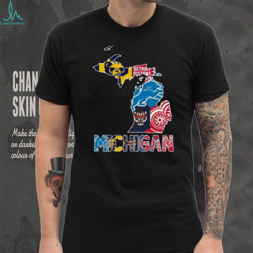Michigan Sports Teams Map T Shirt Recovered Michigan Sports Teams Map T Shirt Recovered