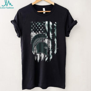 Michigan State Spartans Distressed American Flag T Shirt