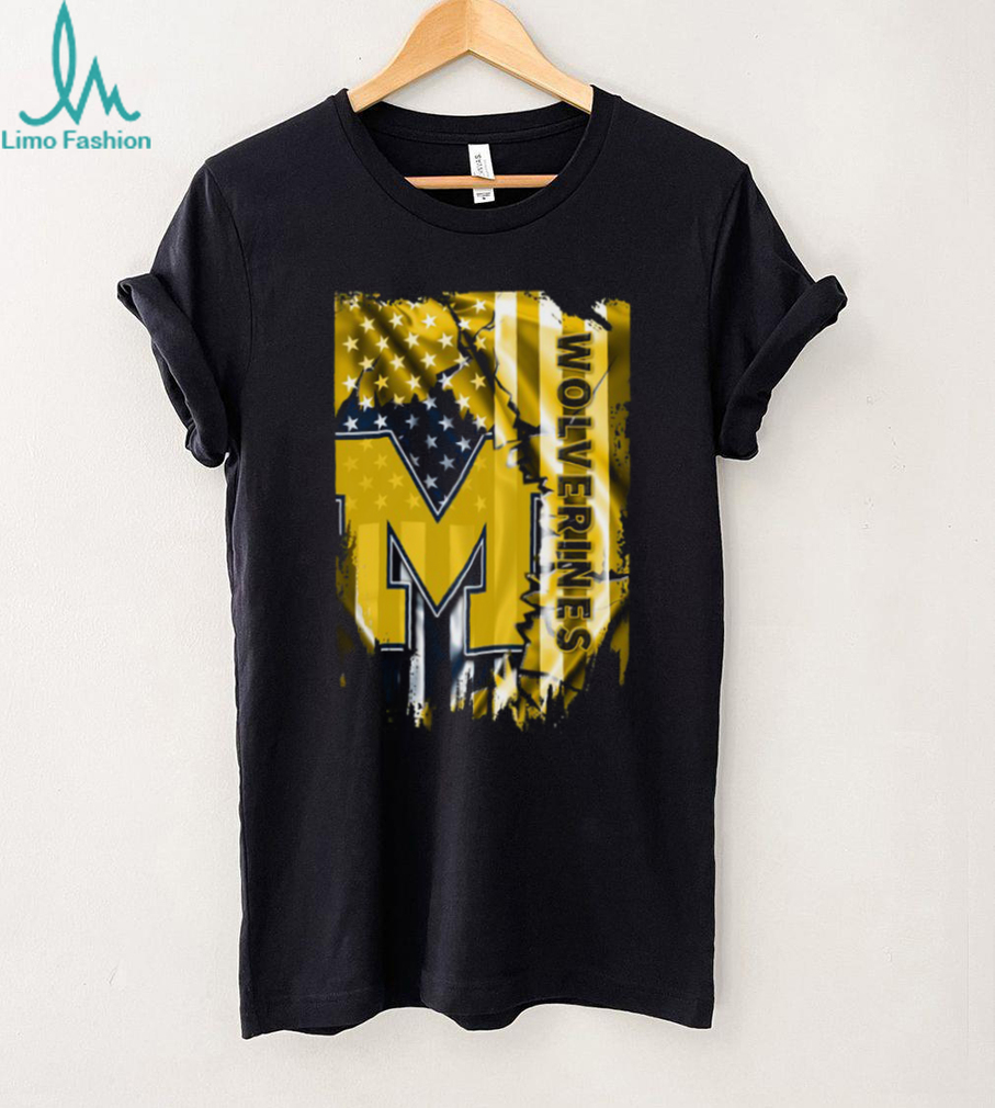 Michigan Wolverines Distressed American Flag T Shirt Michigan Wolverines Distressed American Flag T Shirt