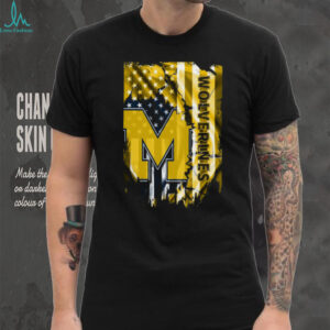 Michigan Wolverines Distressed American Flag T Shirt