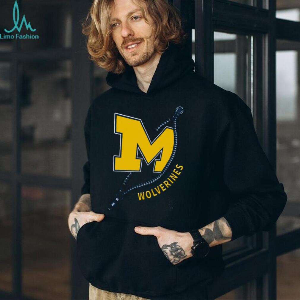 Michigan Wolverines M Block Logo Zipper Graphic T Shirt Michigan Wolverines M Block Logo Zipper Graphic T Shirt