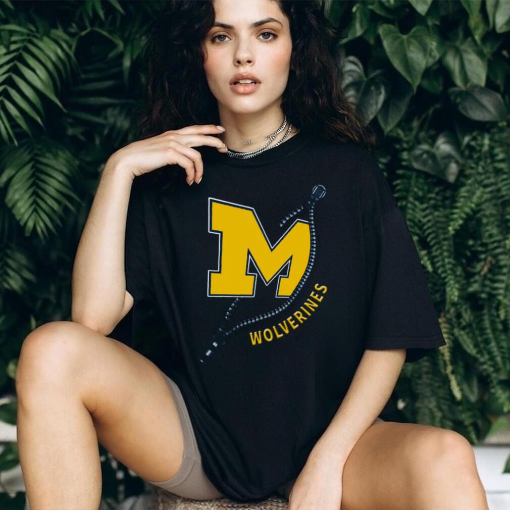 Michigan Wolverines M Block Logo Zipper Graphic T Shirt Michigan Wolverines M Block Logo Zipper Graphic T Shirt