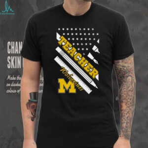 Michigan Wolverines Teacher American Flag Graphic T Shirt