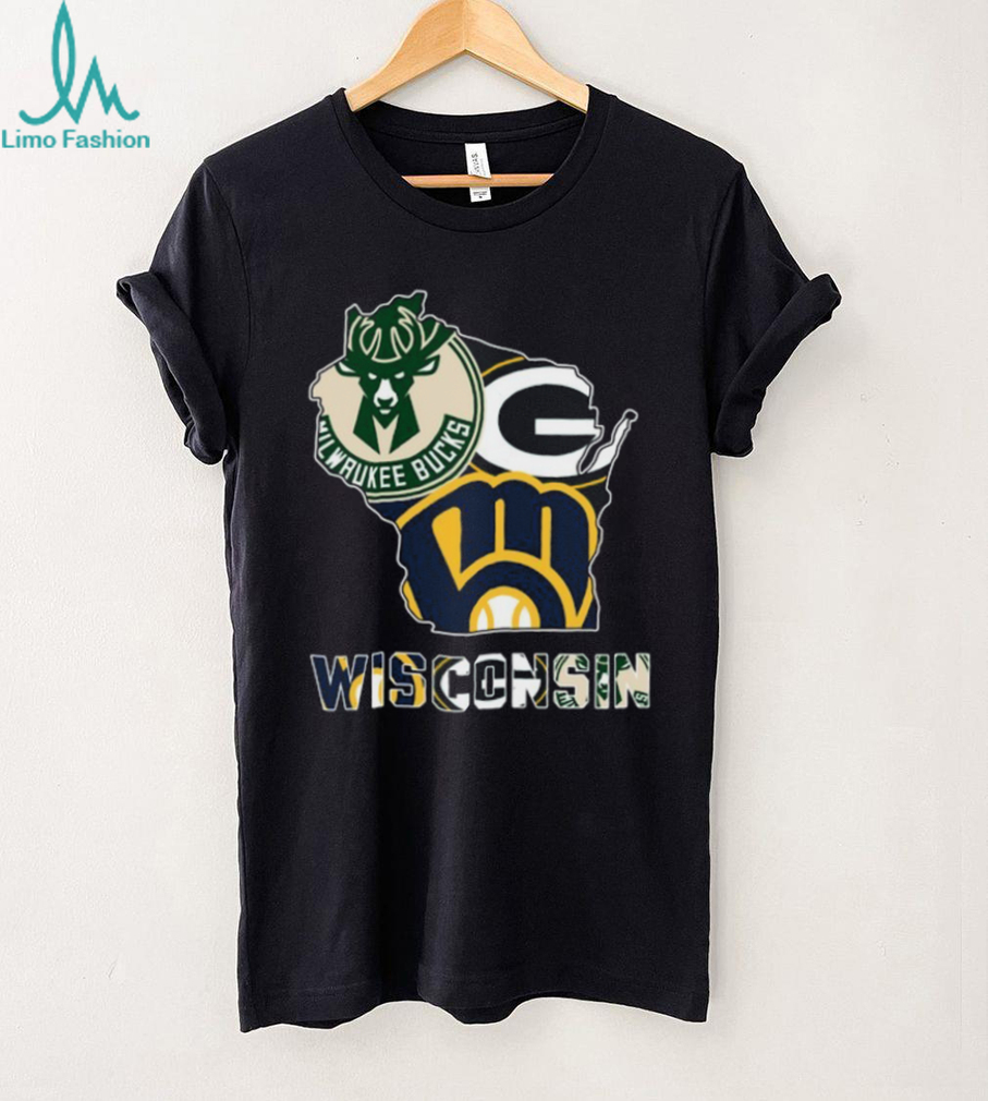 Milwaukee Bucks Packers Brewers State Map T Shirt Recovered Milwaukee Bucks Packers Brewers State Map T Shirt Recovered