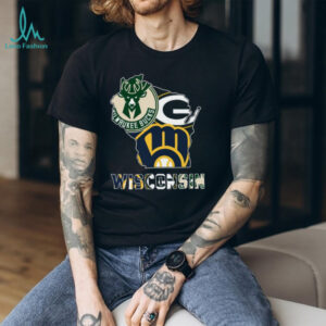 Milwaukee Bucks Packers Brewers State Map T Shirt Recovered