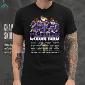 Minnesota Vikings 2022 NFC North Champions T Shirt, Player Signatures, Thank You For The Memories