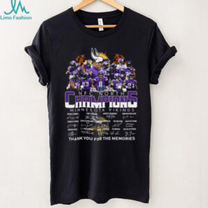 Minnesota Vikings 2022 NFC North Champions T Shirt, Player Signatures, Thank You For The Memories