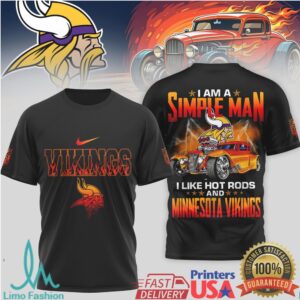 Minnesota Vikings Official NFL Hot Rods 3D Shirt